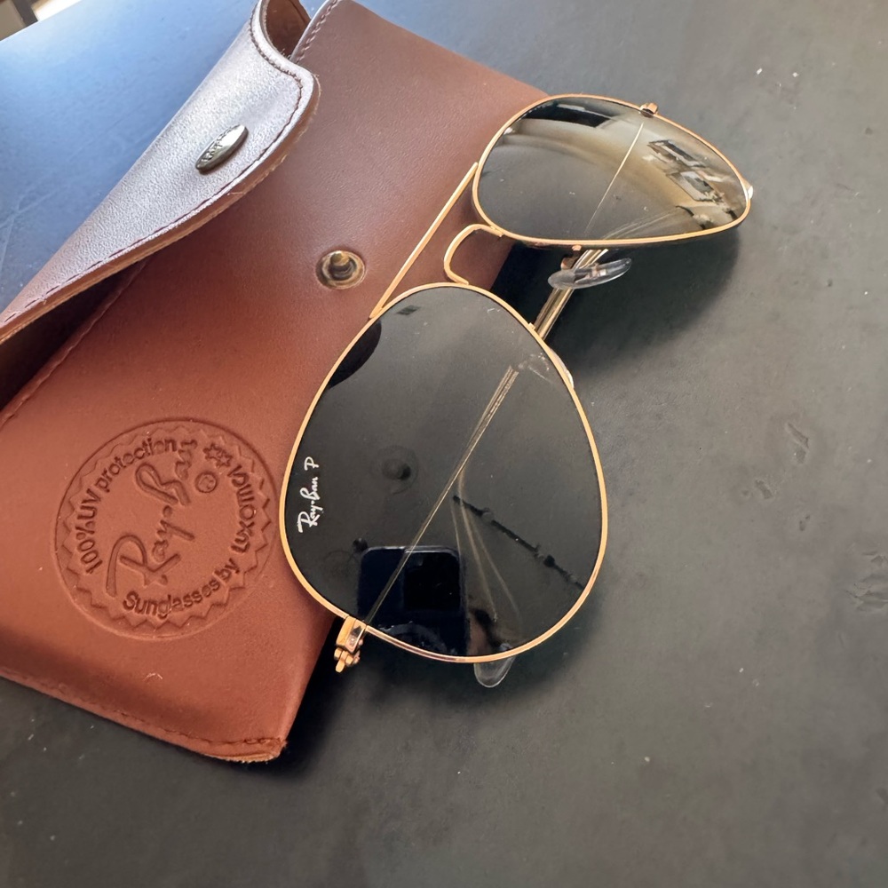 Ray Ban Gold Frame Aviator Large Sunglasses